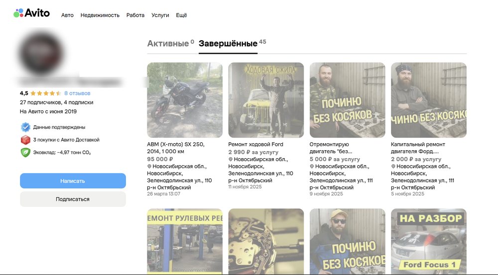 Кабинет автосервиса на Авито: 858 контактов за 30 дней